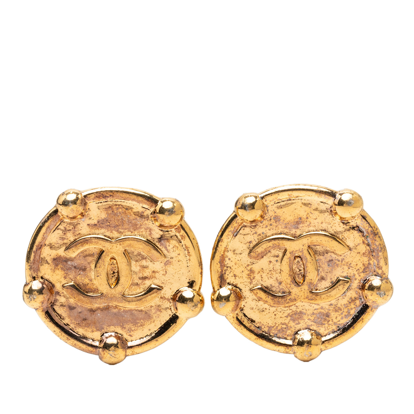 CC Gold Plated Round Clip On Earrings - Image 1