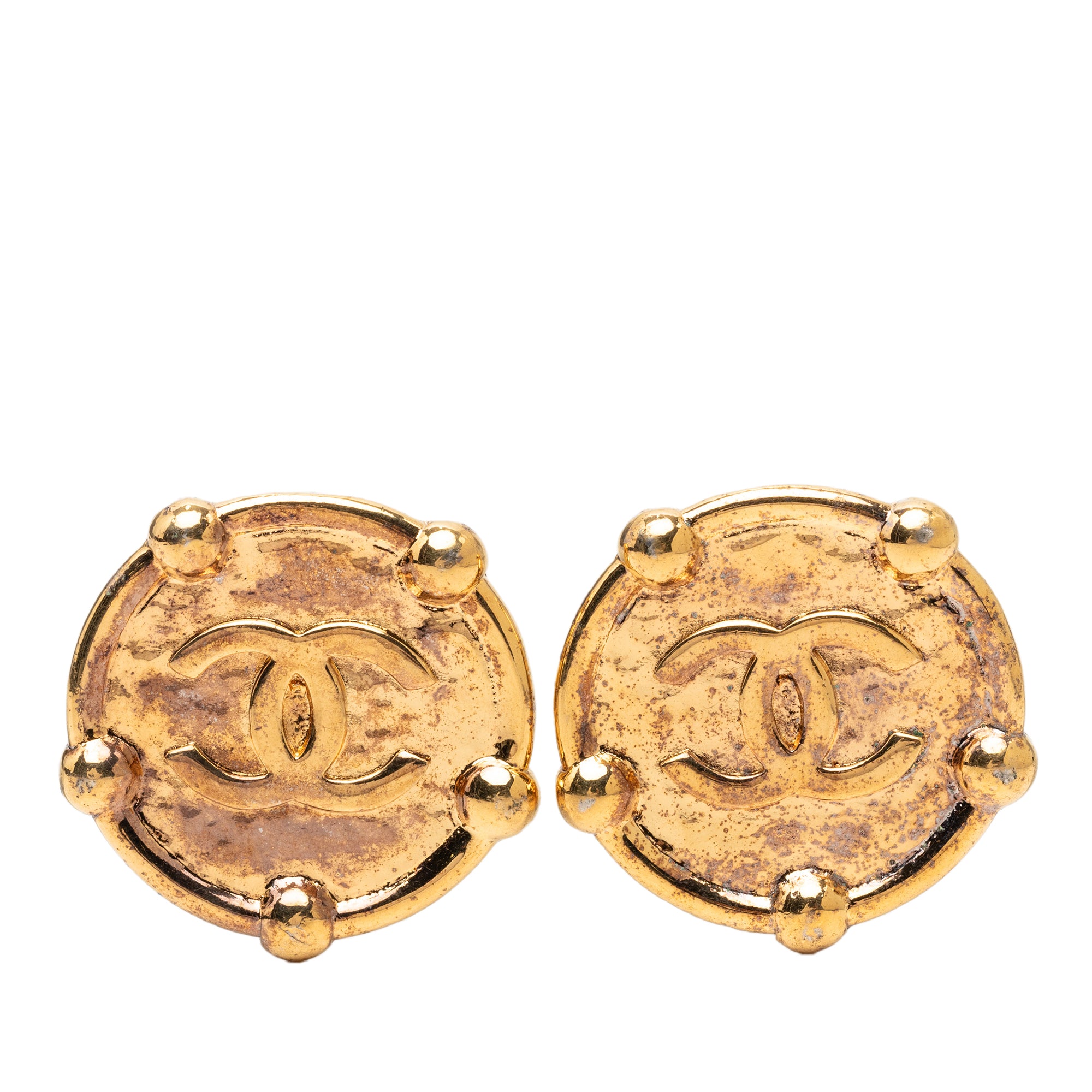 CC Gold Plated Round Clip On Earrings - Image 1