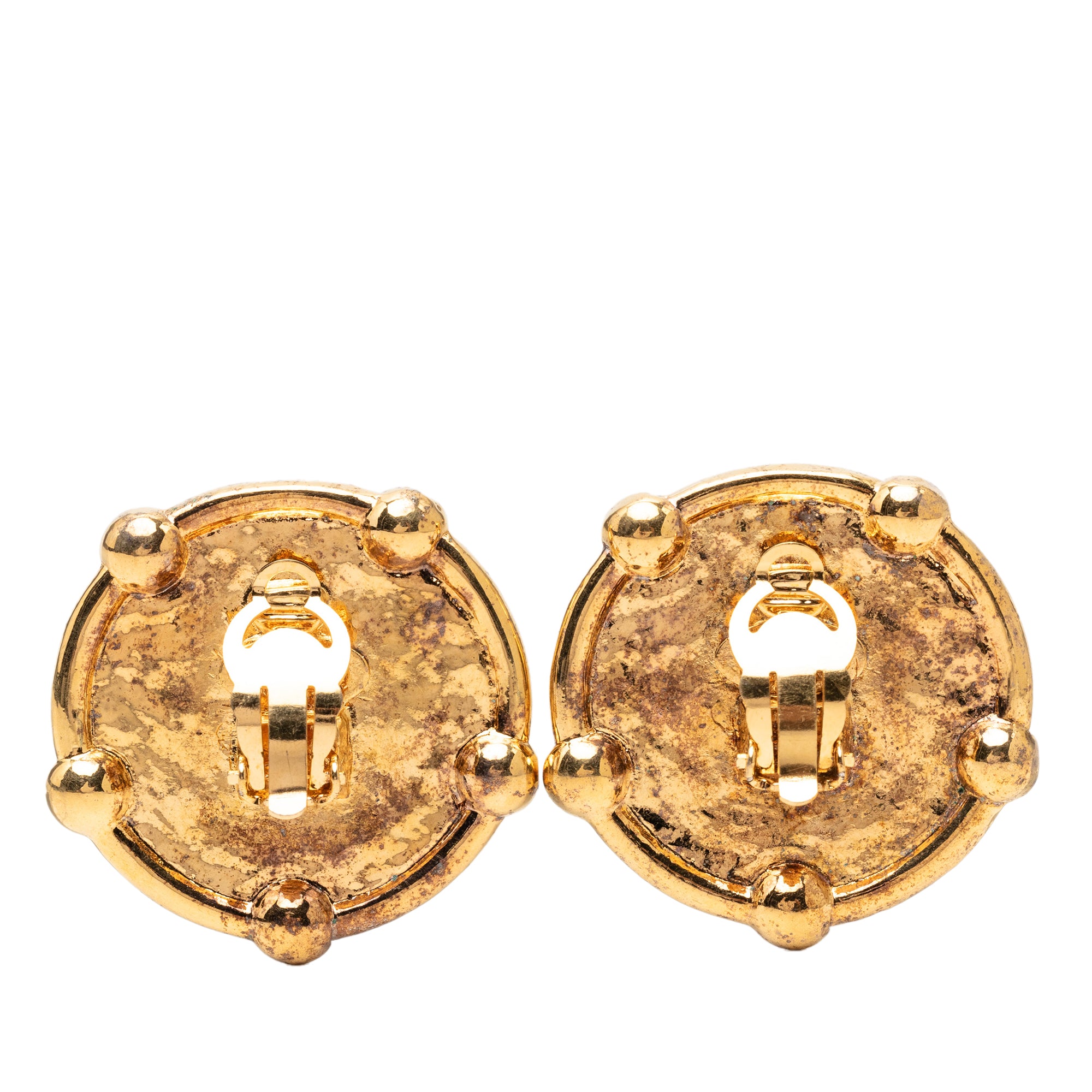 CC Gold Plated Round Clip On Earrings - Image 2
