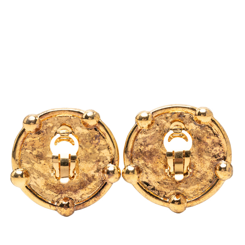 CC Gold Plated Round Clip On Earrings - Image 2