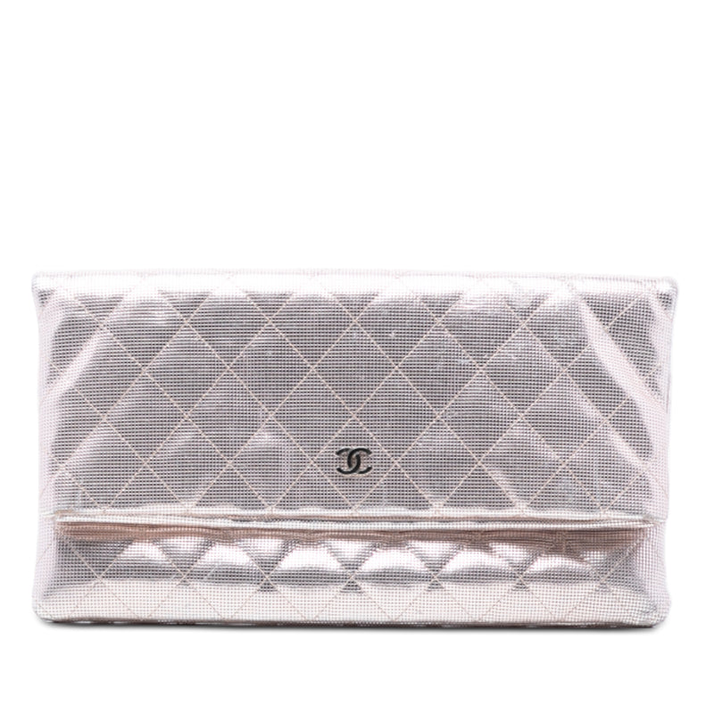 Quilted Calfskin Pixel Effect Beauty Foldover Clutch