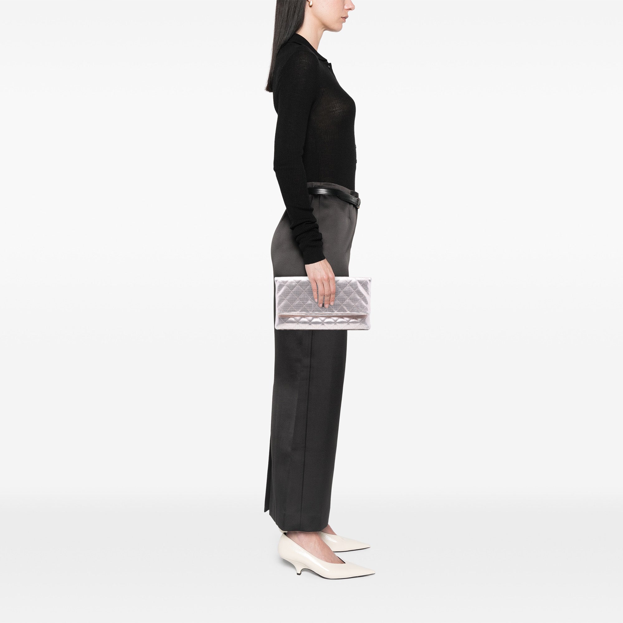 Quilted Calfskin Pixel Effect Beauty Foldover Clutch - Image 7