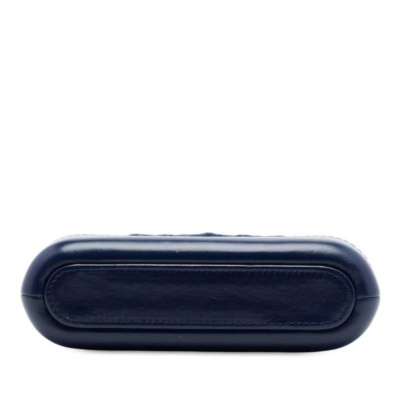 Quilted Denim Gabrielle Double Zip Clutch with Chain - Image 3