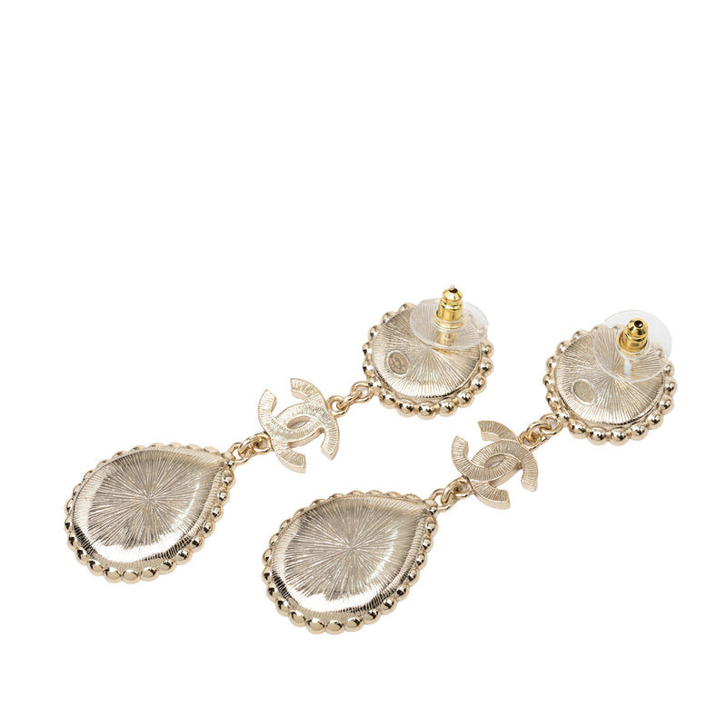 CC Gold Plated Strass and Faux Pearl Drop Push Back Earrings - Image 2