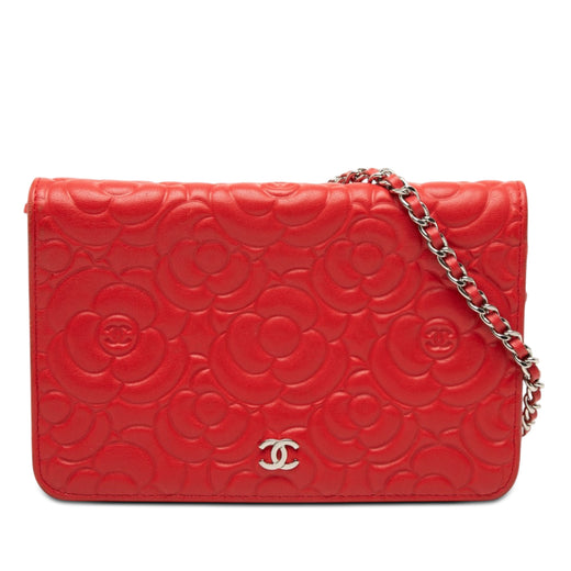 CC Embossed Lambskin Camellia Wallet On Chain - Image 1