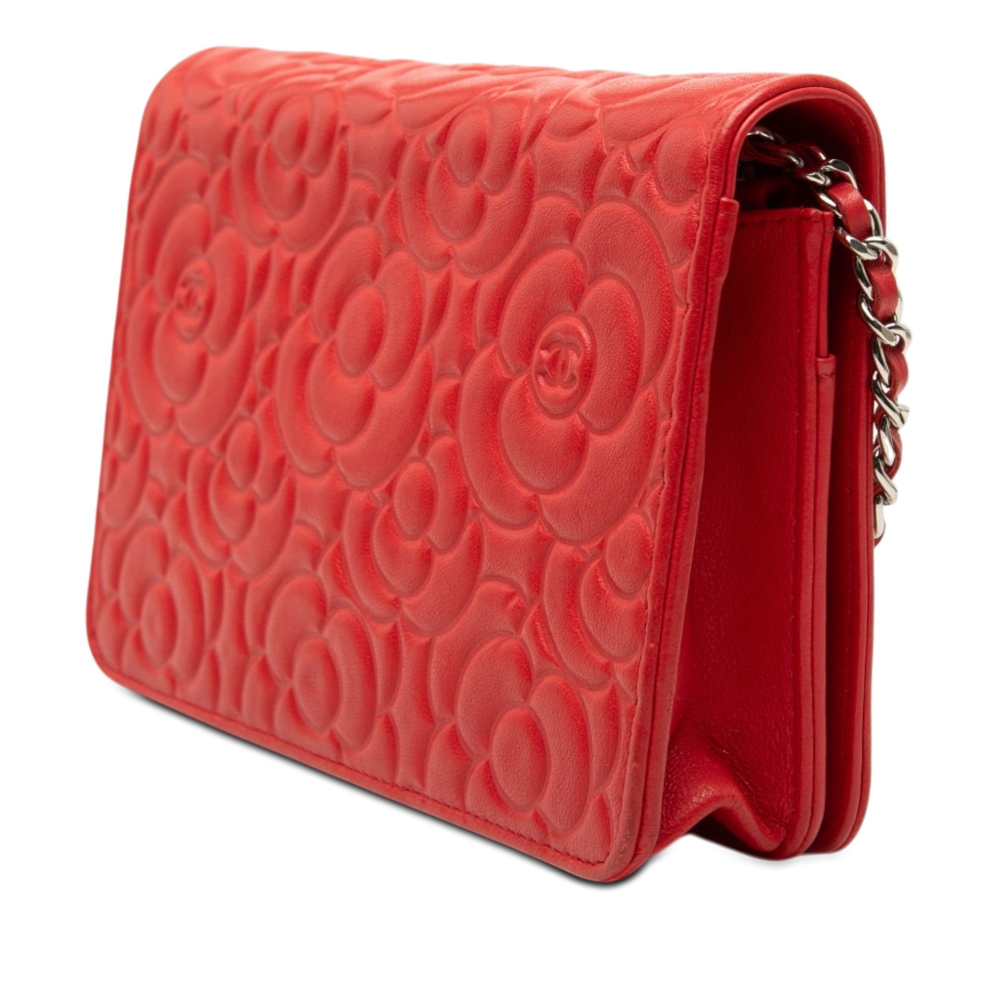 CC Embossed Lambskin Camellia Wallet On Chain - Image 2