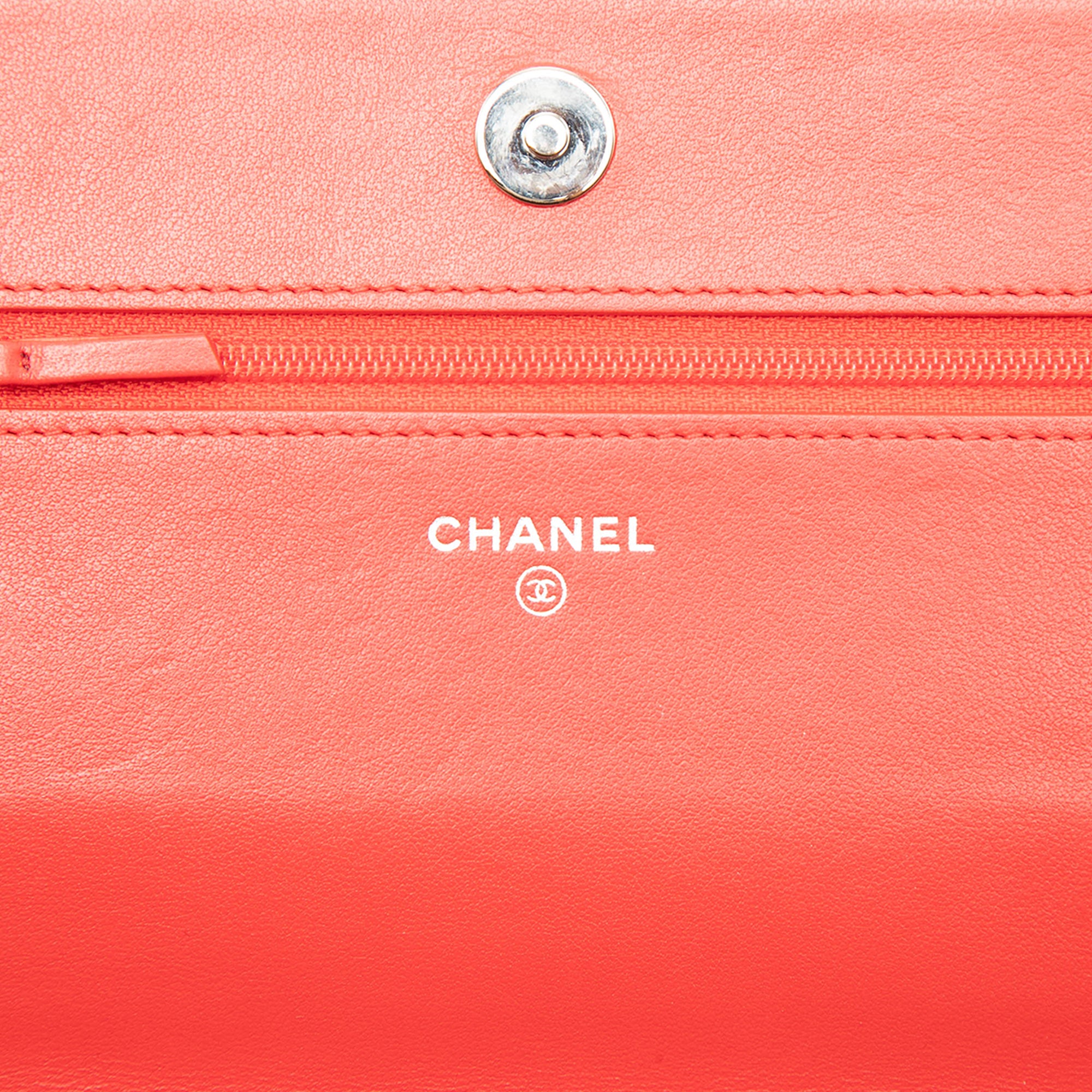 CC Embossed Lambskin Camellia Wallet On Chain - Image 5