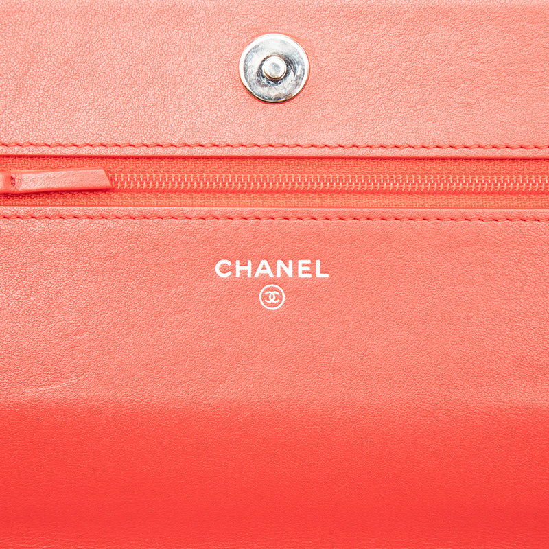 CC Embossed Lambskin Camellia Wallet On Chain - Image 5