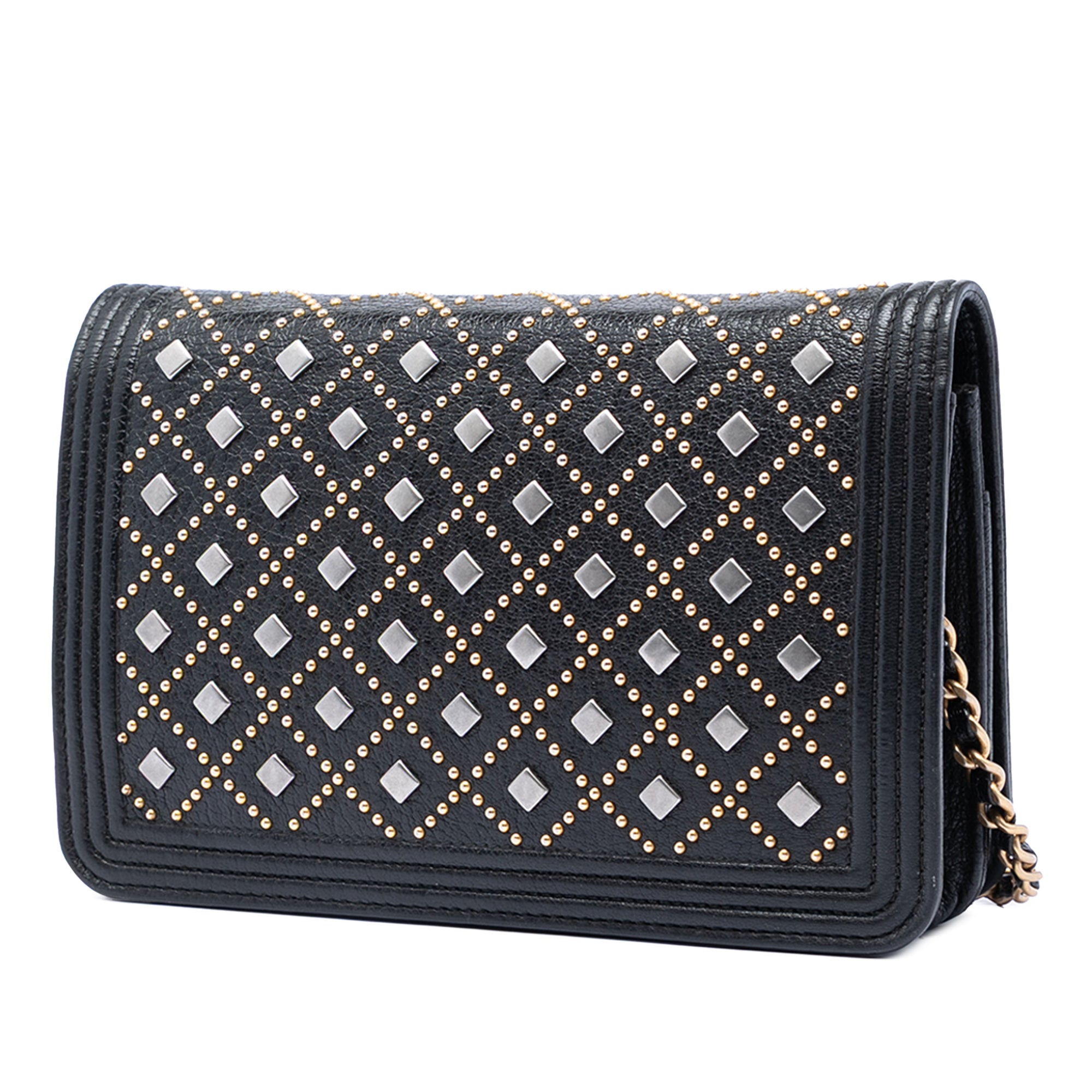 Studded Grained Calfskin Boy Wallet On Chain - Image 2