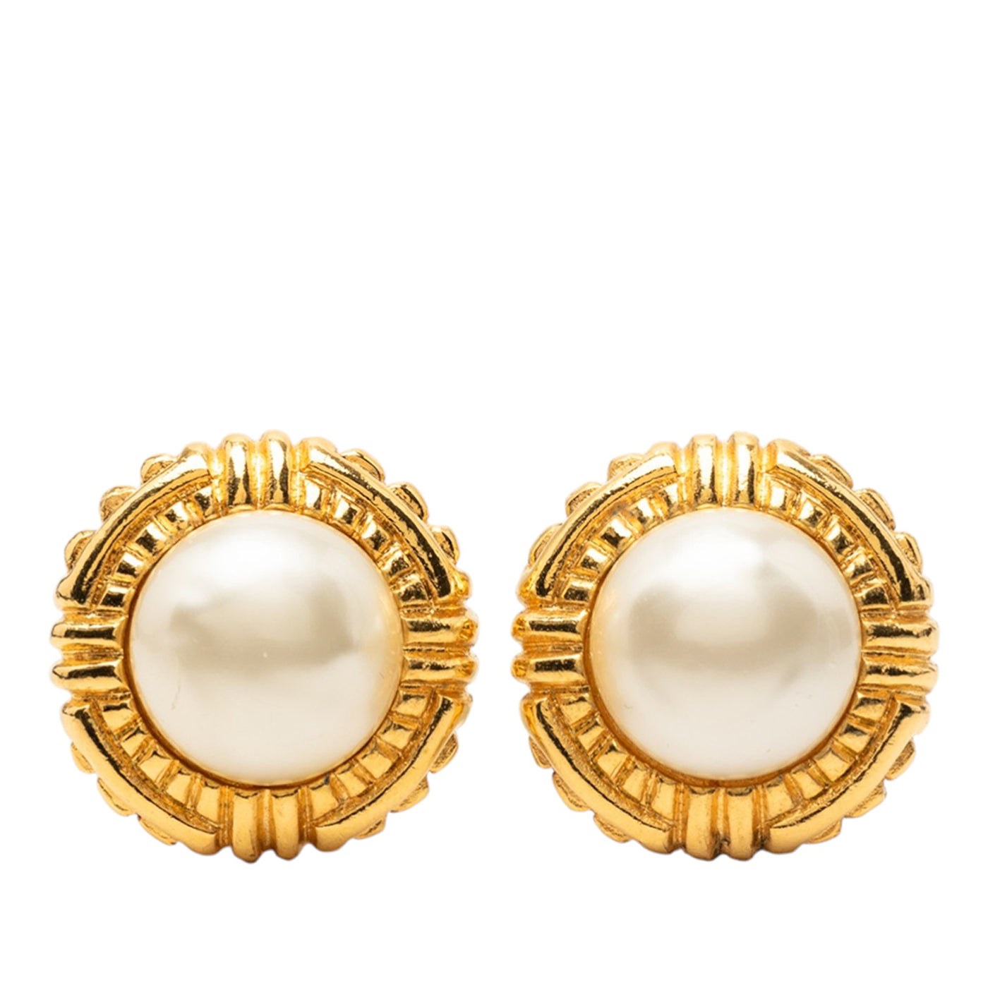 Gold Plated Faux Pearl Clip On Earrings - Image 1