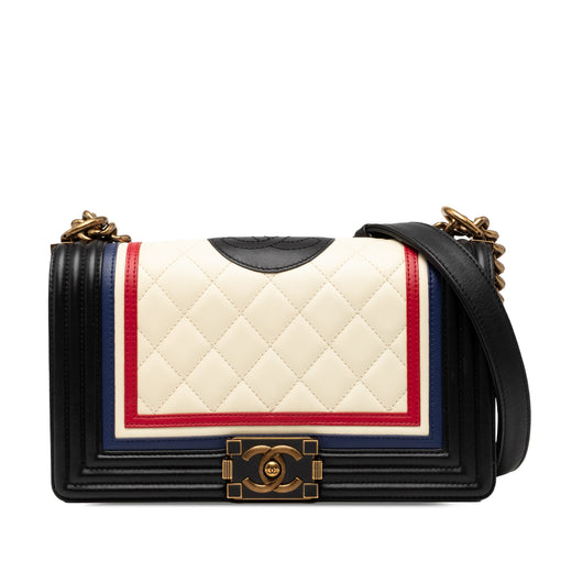 Old Medium Multicolor Quilted Lambskin Crest Boy Flap - Image 1