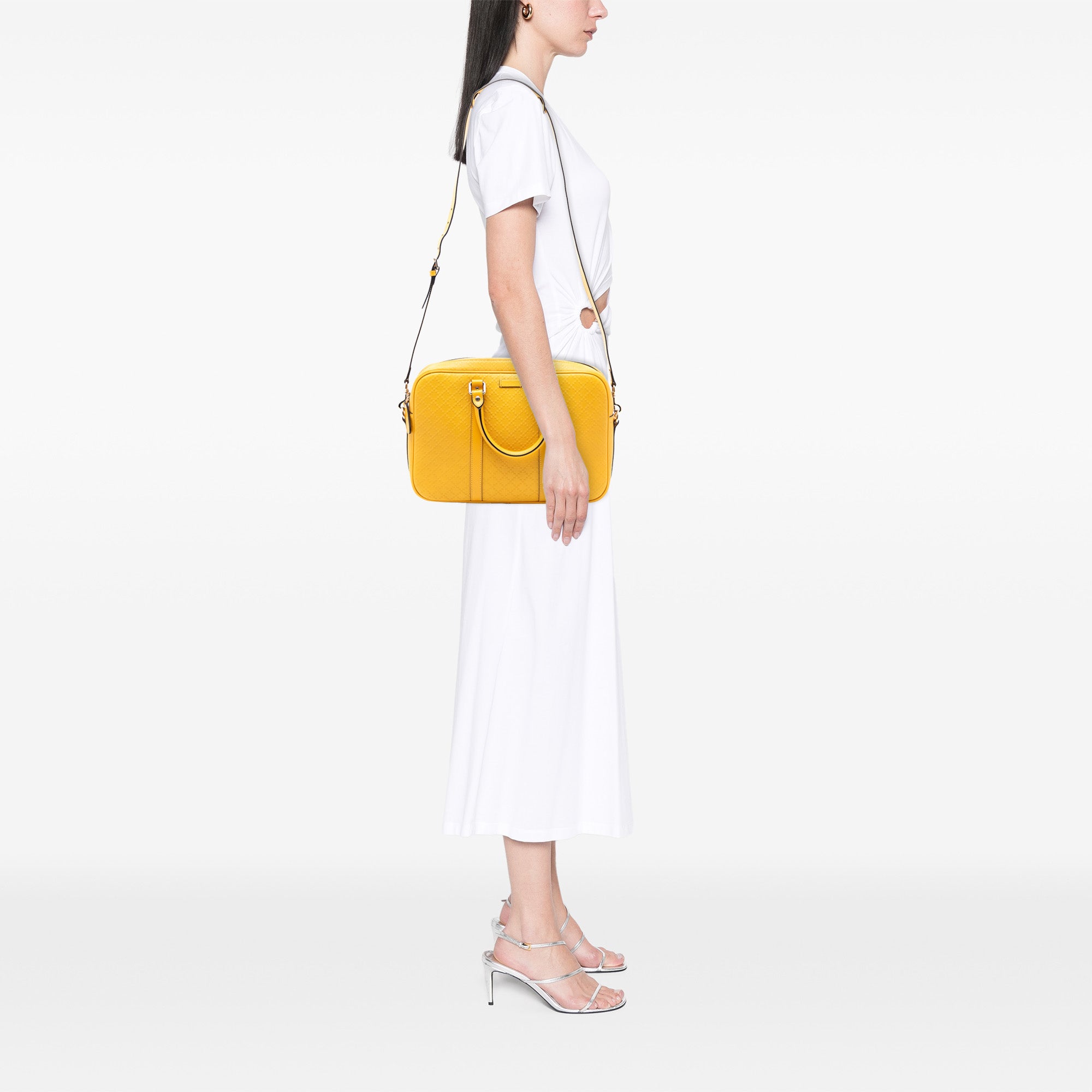 Medium Diamante Bright Leather Business Bag - Image 7