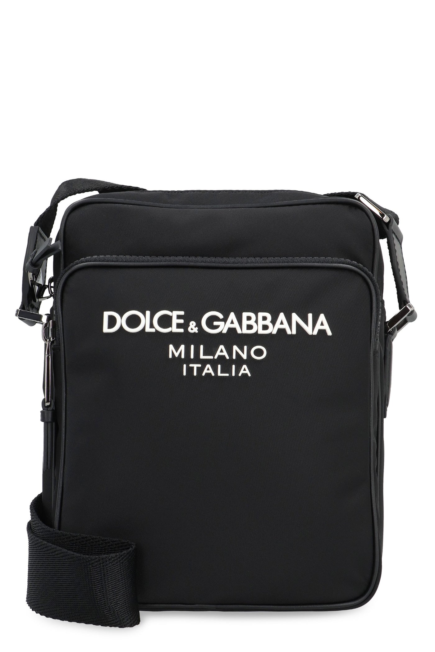 Dolce & Gabbana Logo-Embroidered Nylon Crossbody Bag — Black Acrylic
