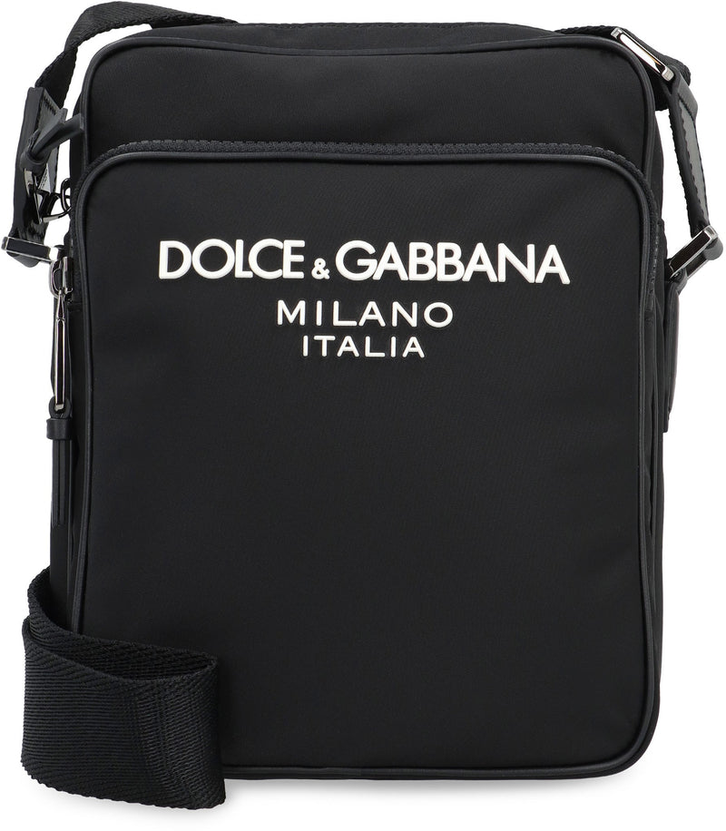Dolce & Gabbana Logo-Embroidered Nylon Crossbody Bag — Black Acrylic