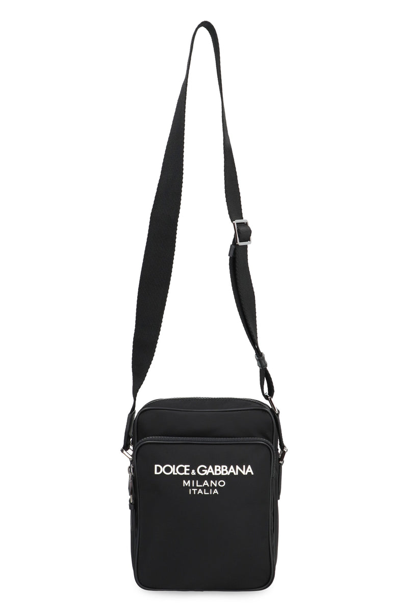 Dolce & Gabbana Logo-Embroidered Nylon Crossbody Bag — Black Acrylic