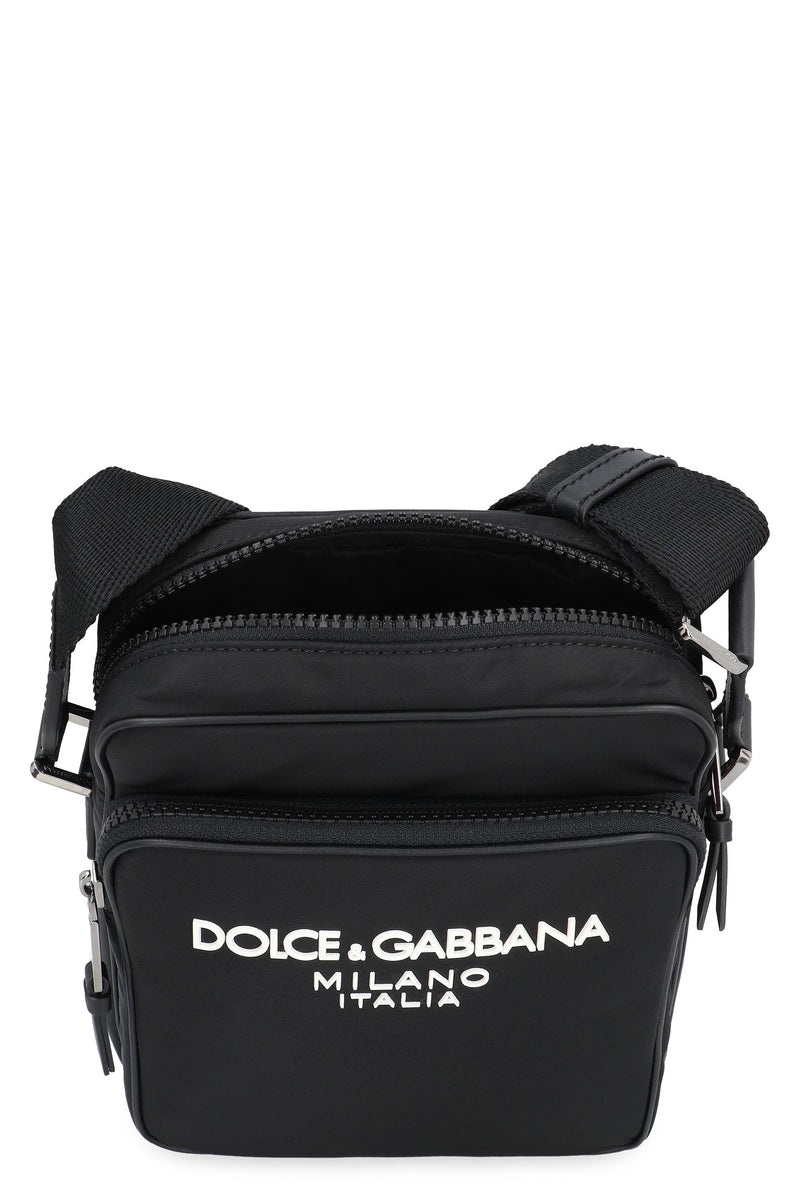 Dolce & Gabbana Logo-Embroidered Nylon Crossbody Bag — Black Acrylic
