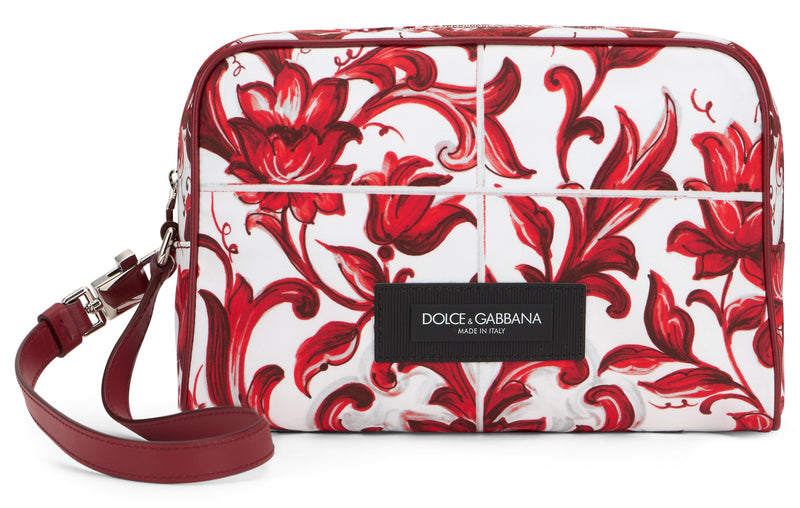 Dolce & Gabbana Majolica Print Calfskin Clutch — Red