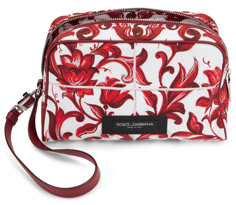 Dolce & Gabbana Majolica Print Calfskin Clutch — Red