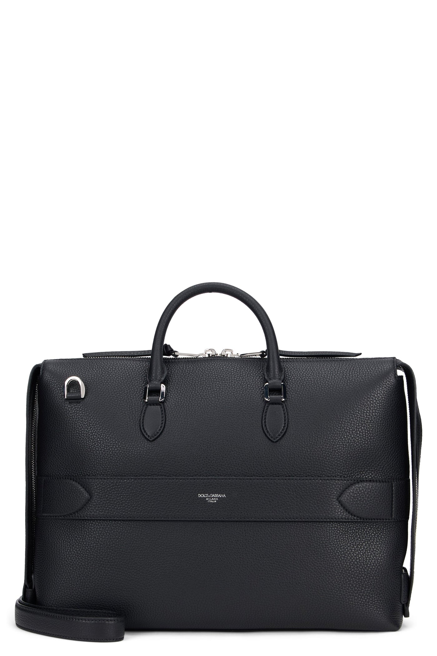 Dolce & Gabbana Pebbled Leather Top Handle Bag — Black Cow Hide