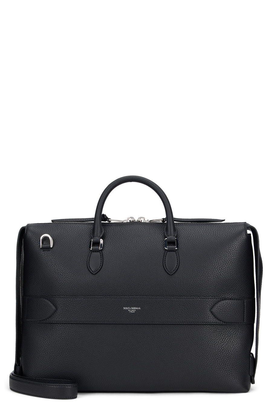 Dolce & Gabbana Pebbled Leather Top Handle Bag — Black Cow Hide