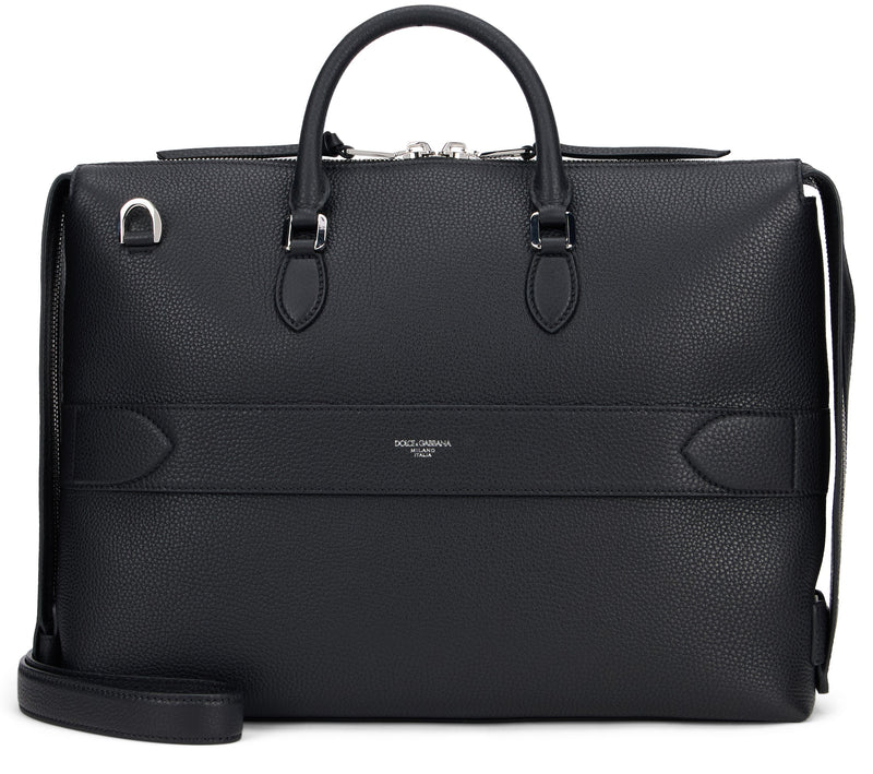 Dolce & Gabbana Pebbled Leather Top Handle Bag — Black Cow Hide