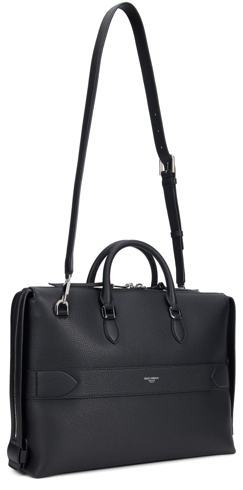 Dolce & Gabbana Pebbled Leather Top Handle Bag — Black Cow Hide