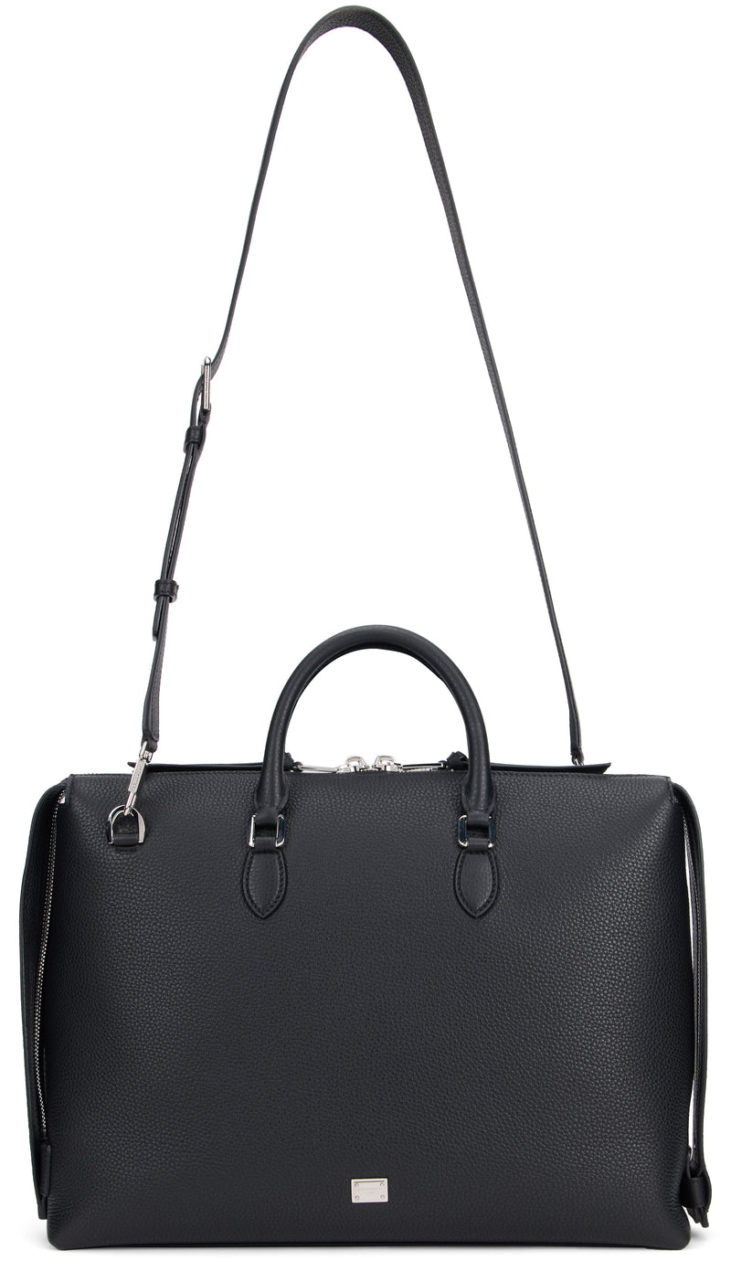 Dolce & Gabbana Pebbled Leather Top Handle Bag — Black Cow Hide