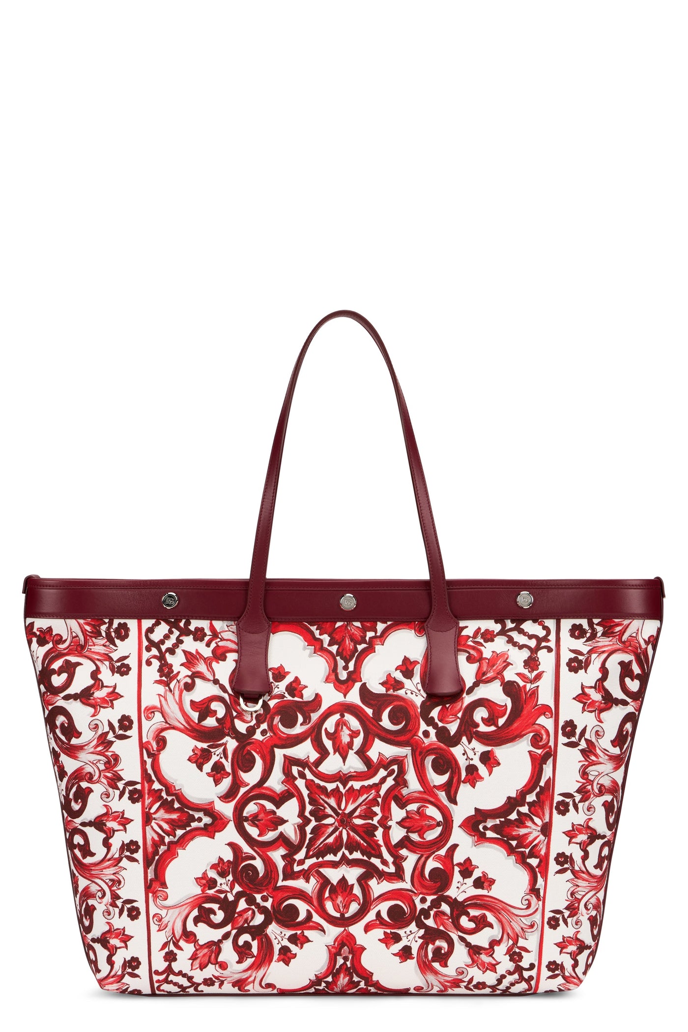 Dolce & Gabbana Majolica Print Cotton Tote Bag — Red