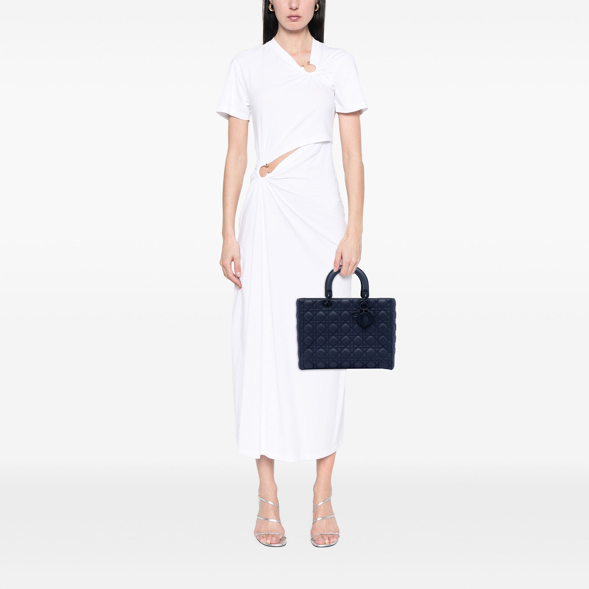 Large Ultra Matte Calfskin Cannage Lady Dior - Image 7