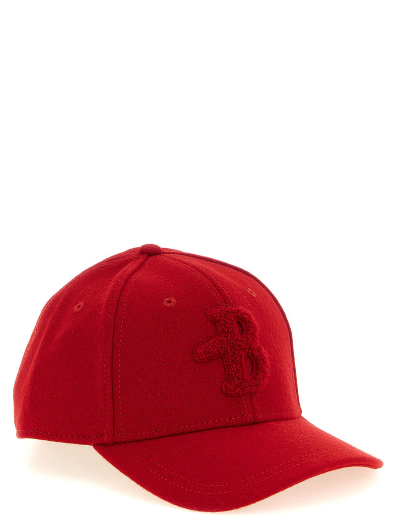 Ballantyne Embossed Monogram Baseball Cap — Red Wool Blend With Melton Finish Caps