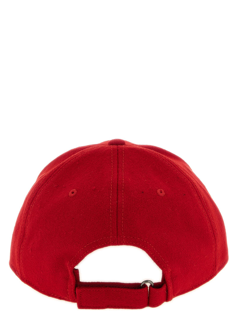 Ballantyne Embossed Monogram Baseball Cap — Red Wool Blend With Melton Finish Caps