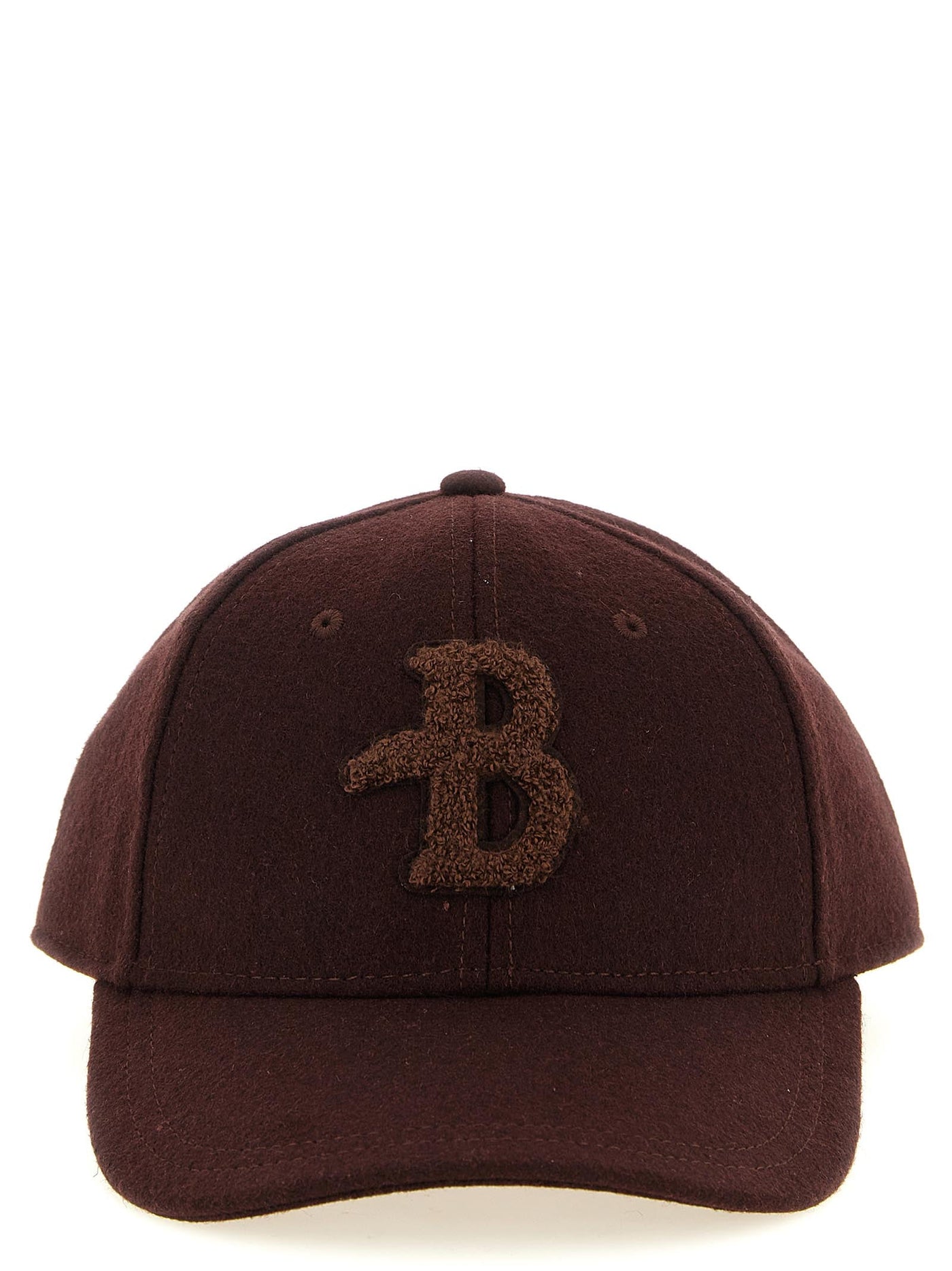 Ballantyne Monogram Bouclé Patch Baseball Cap — Burgundy Caps