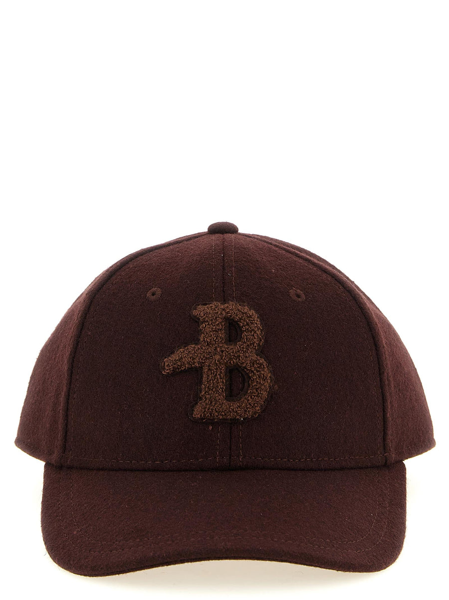 Ballantyne Monogram Bouclé Patch Baseball Cap — Burgundy Caps