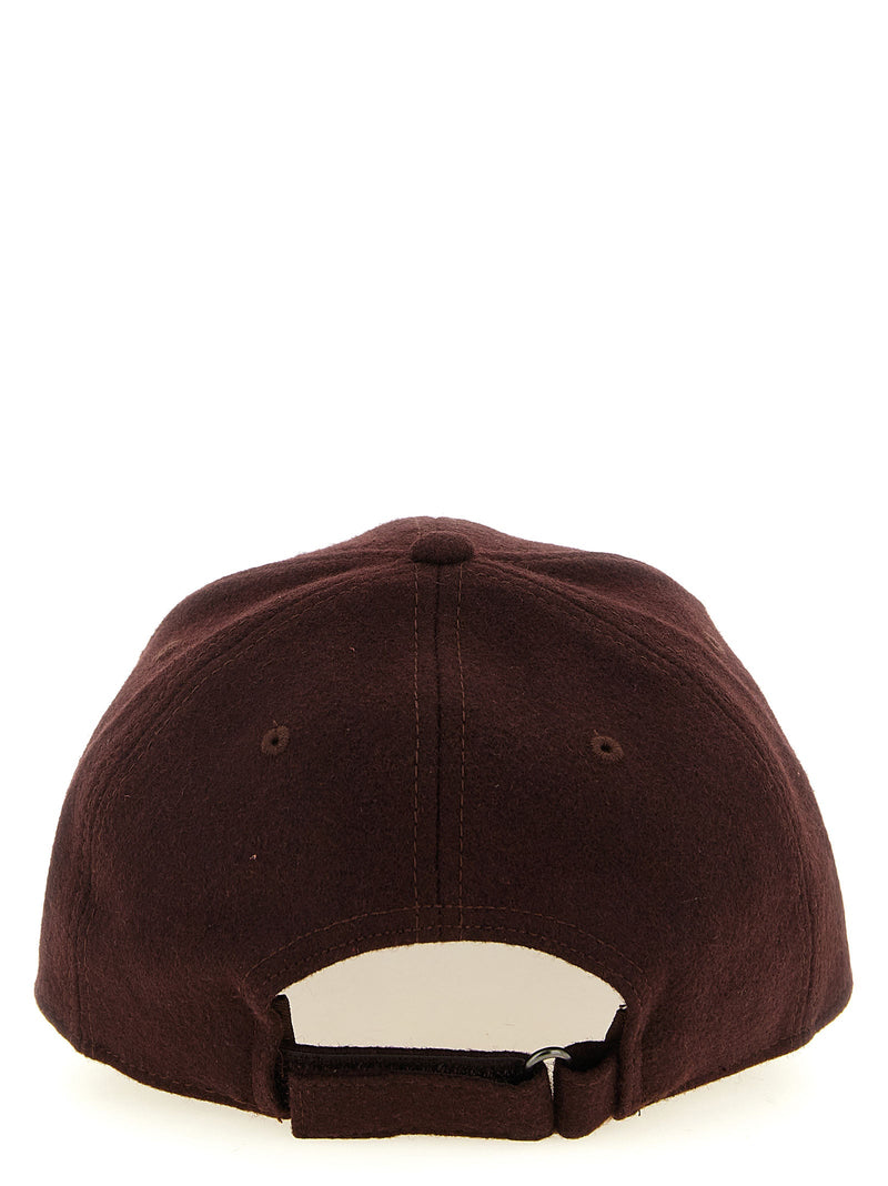 Ballantyne Monogram Bouclé Patch Baseball Cap — Burgundy Caps
