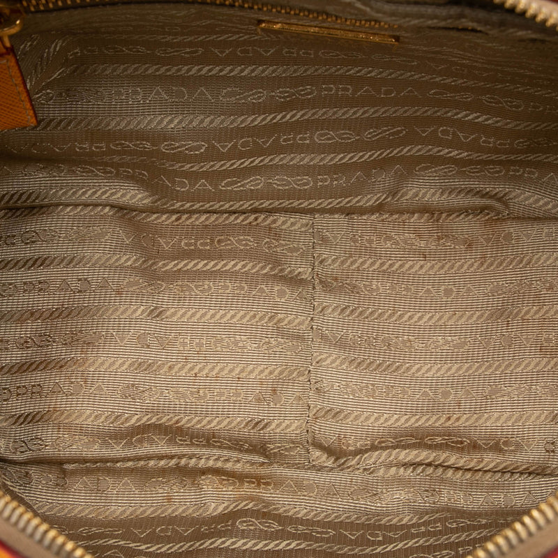 Small Saffiano Trimmed Canvas Grommet Bauletto Bag - Image 4