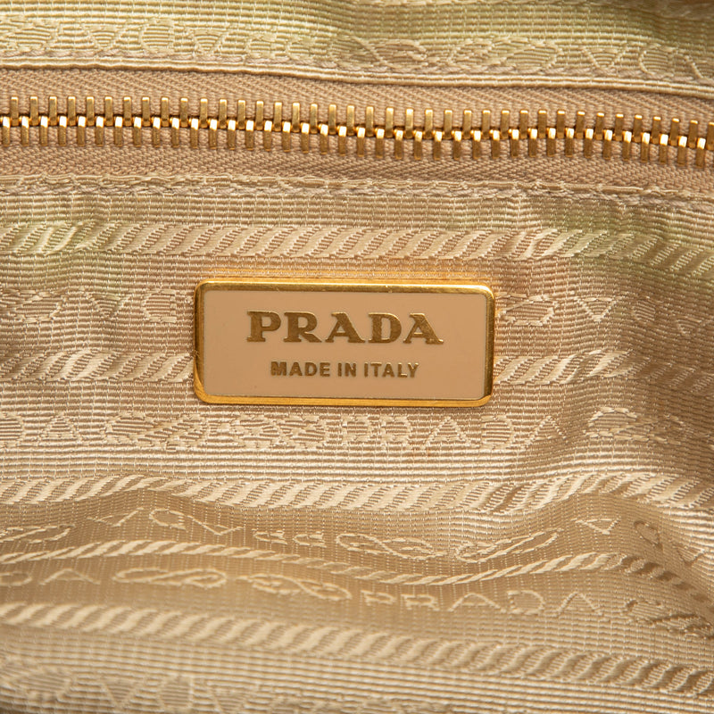 Small Saffiano Trimmed Canvas Grommet Bauletto Bag - Image 5