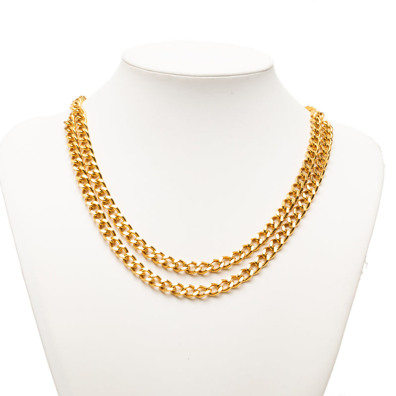 Gold Plated Double Strand Link Chain Necklace - Image 5
