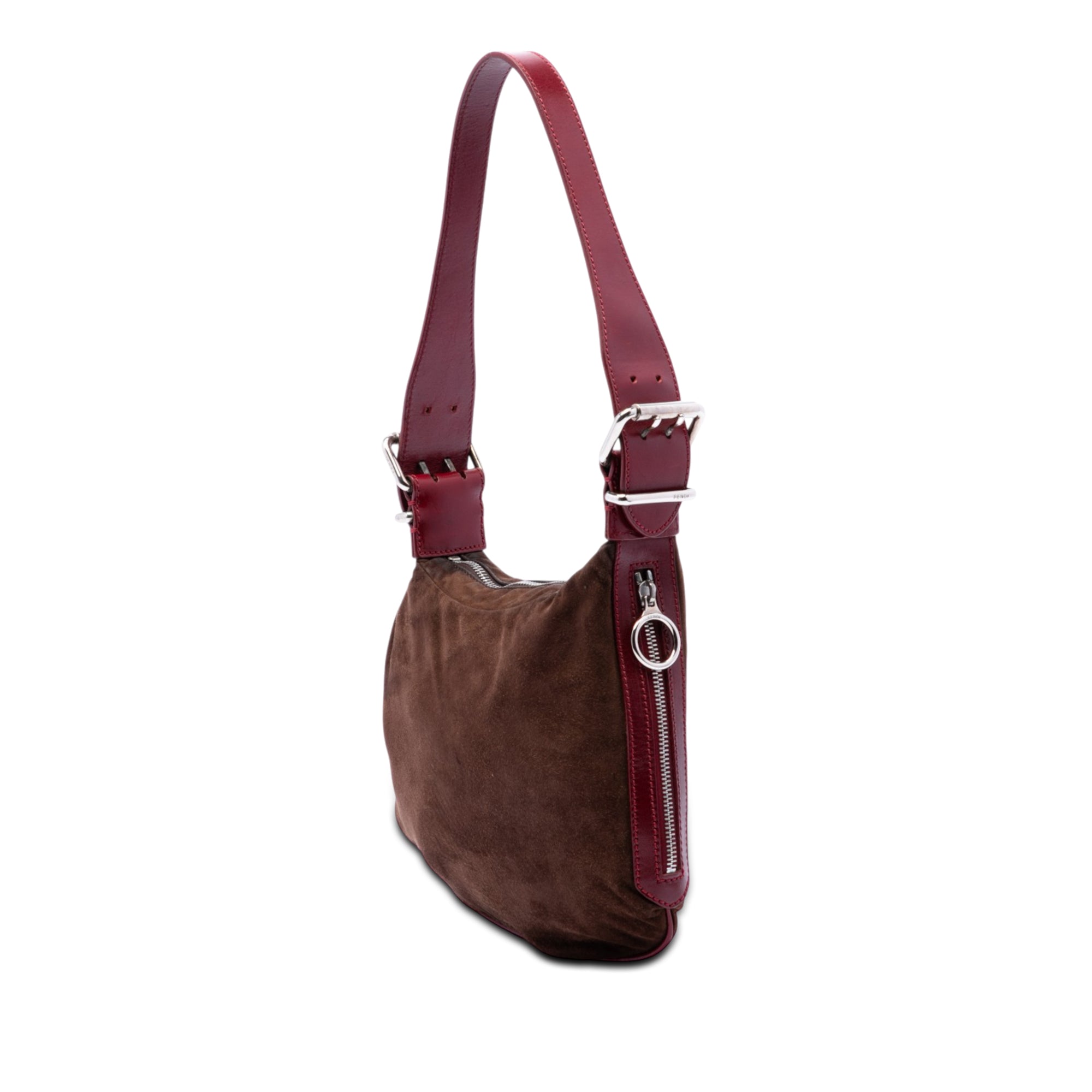 Sequin and Crystal Embellished Suede Oyster Shoulder Bag - Image 2