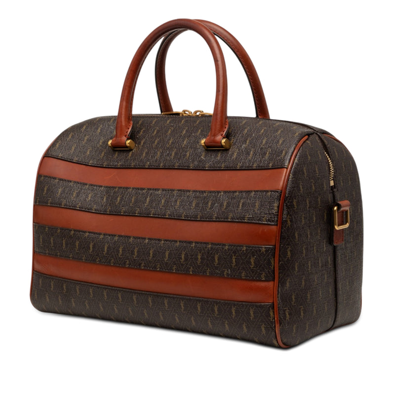 Le Monogramme Coated Canvas and Leather Striped Boston Bag - Image 2