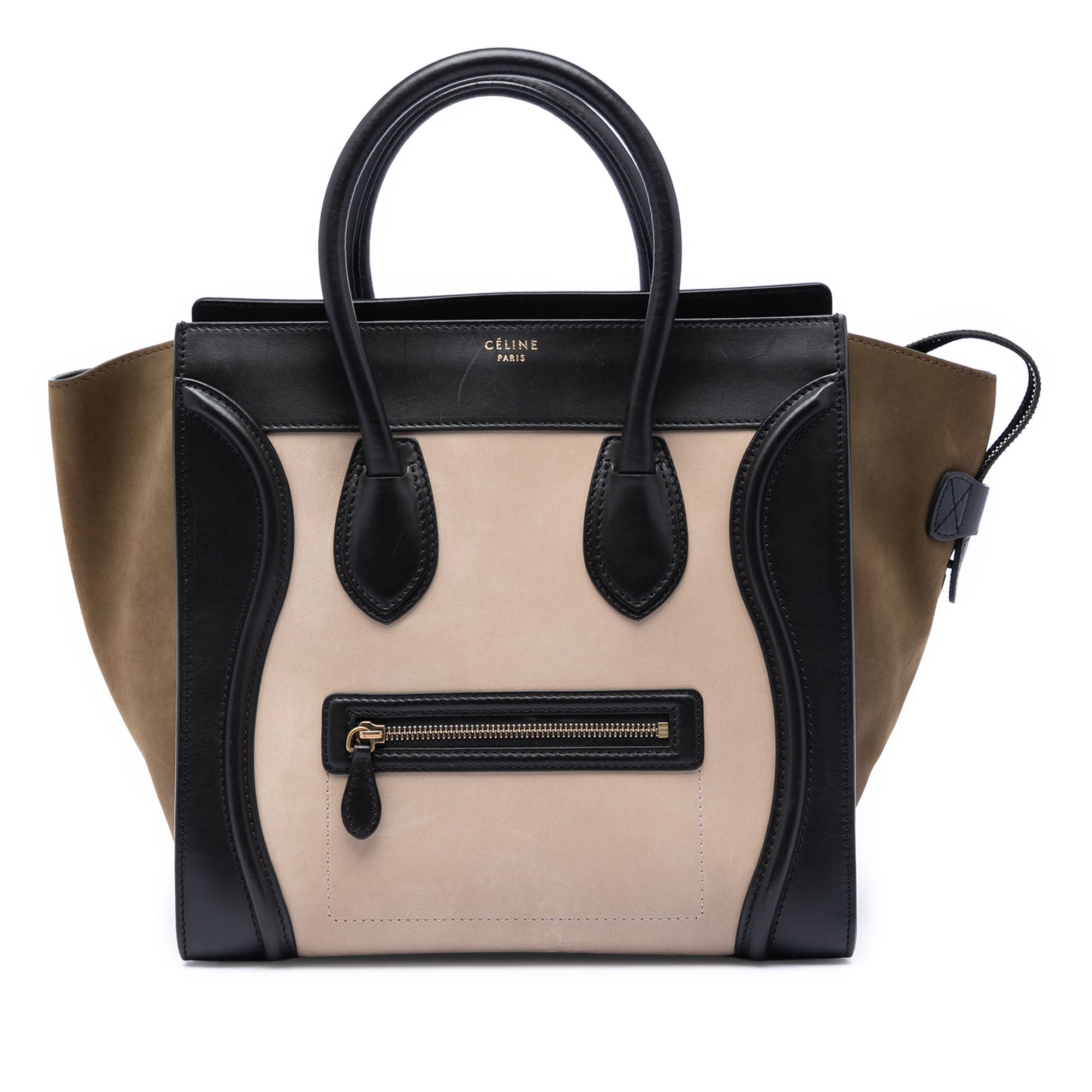 Mini Tricolor Nubuck and Calfskin Luggage Tote - Image 1