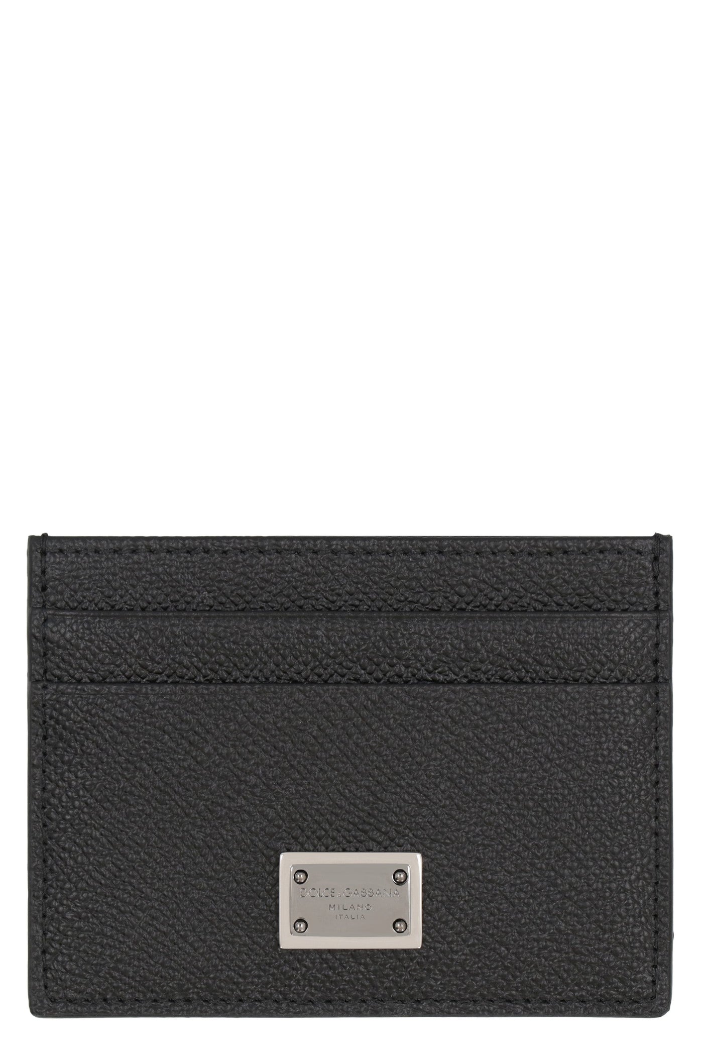 Dolce & Gabbana Pebbled Calfskin Card Case — Black Wallets Cardholders