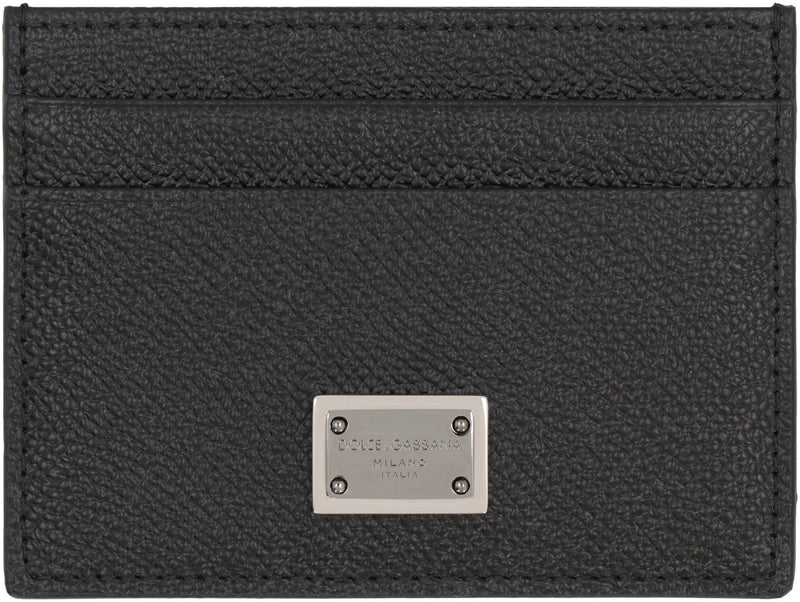 Dolce & Gabbana Pebbled Calfskin Card Case — Black Wallets Cardholders