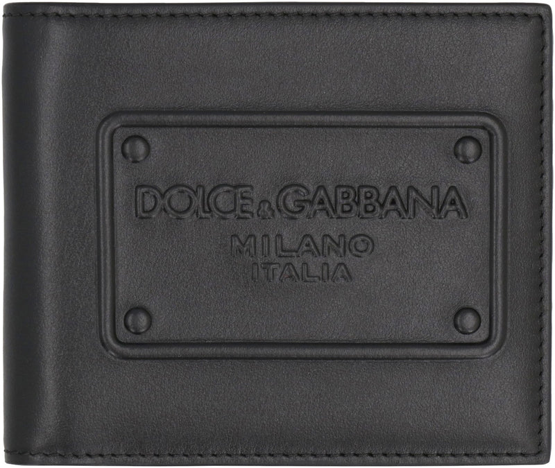 Dolce & Gabbana Embossed Logo Calfskin Wallet — Black Calf