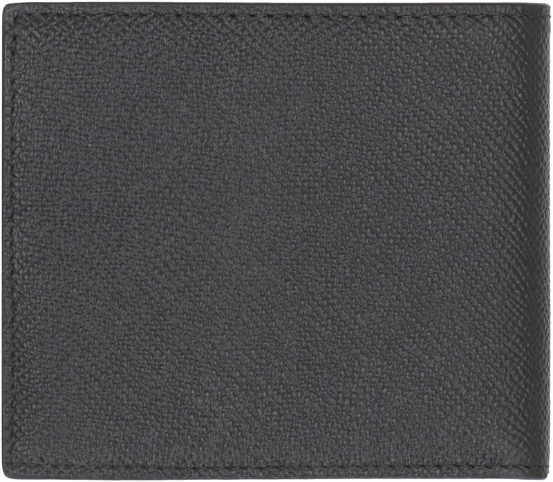 Dolce & Gabbana Pebbled Calfskin Flap-Over Wallet — Black Calf Leather