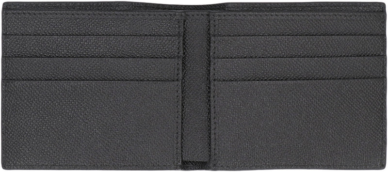 Dolce & Gabbana Pebbled Calfskin Flap-Over Wallet — Black Calf Leather