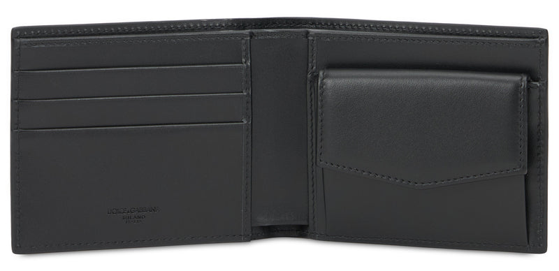 Dolce & Gabbana Logo-Embellished Wallet — Black Calfskin