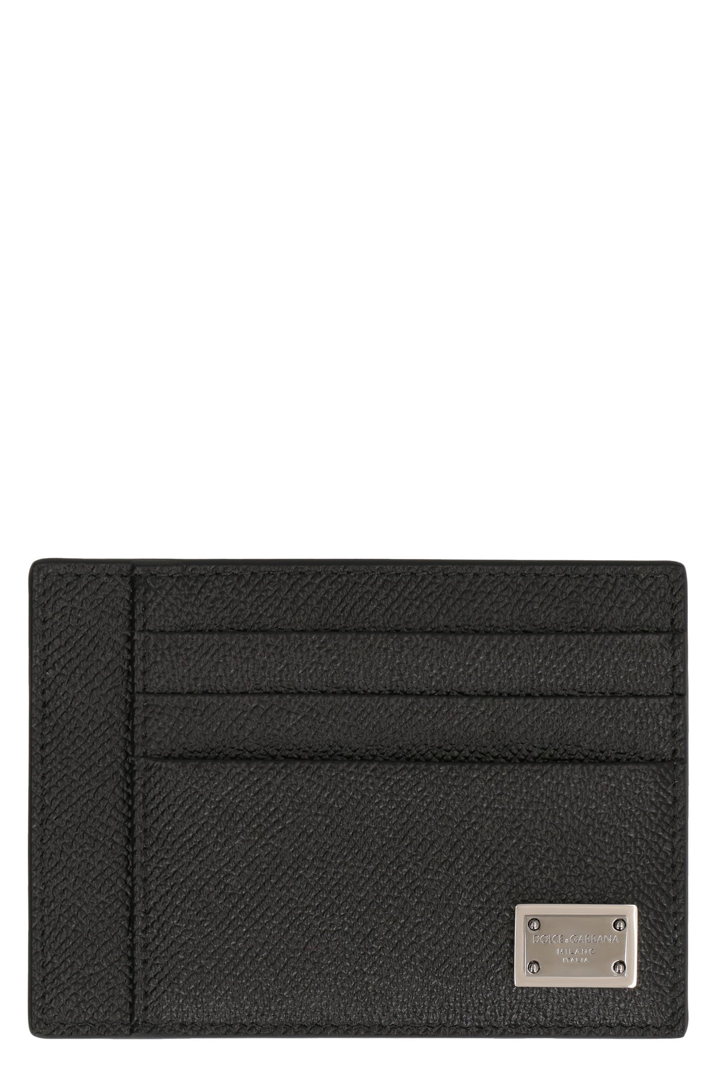 Dolce & Gabbana Dauphine-Print Calfskin Card Case — Black Calf Wallets Cardholders