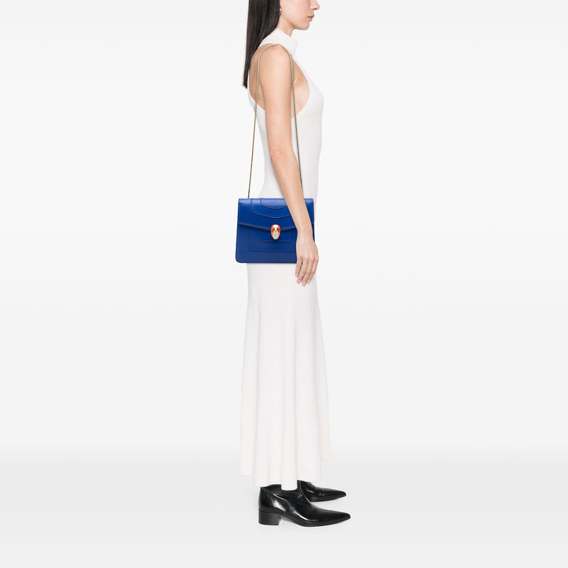 Small Leather Square Serpenti Forever Chain Crossbody - Image 7