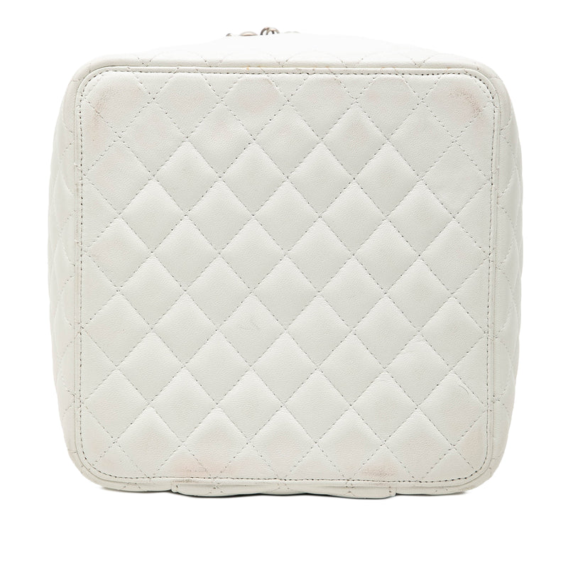 Large Quilted Lambskin Top Handle Jewelry Box With Chain - Image 3