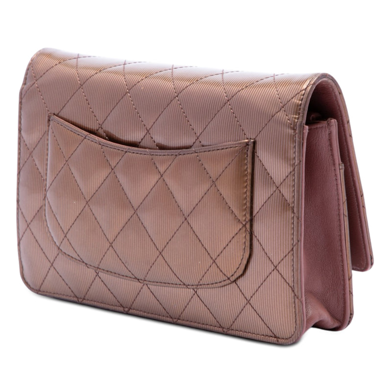 CC Quilted Striated Metallic Patent Wallet on Chain - Image 2